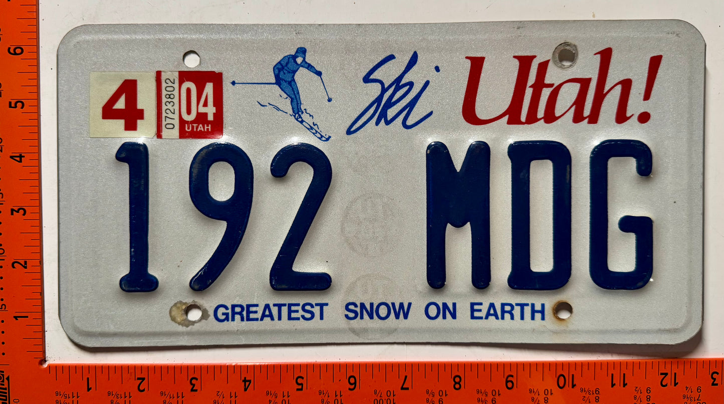2004 Utah #192 MDG Passenger License Plate