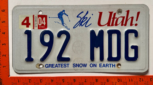 2004 Utah #192 MDG Passenger License Plate