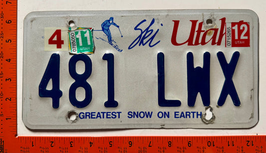 2011/2012 Utah #481 LWX Passenger License Plate