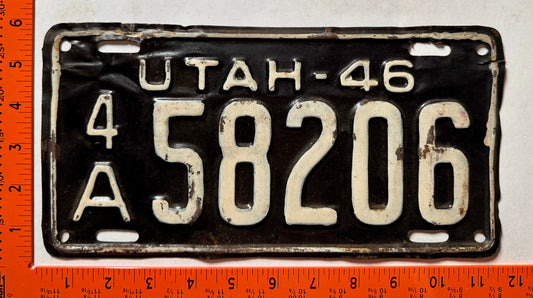1946 Utah #4/A 58206 Commercial License Plate (Repaint)