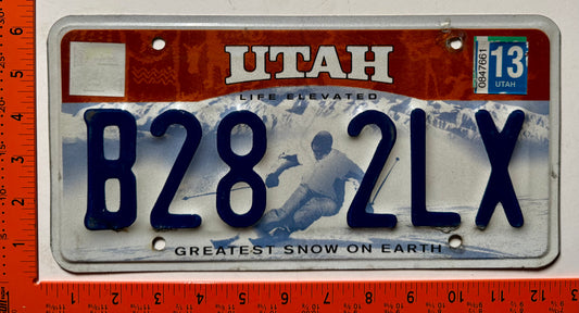 2013 Utah #B28 2LX Passenger License Plate