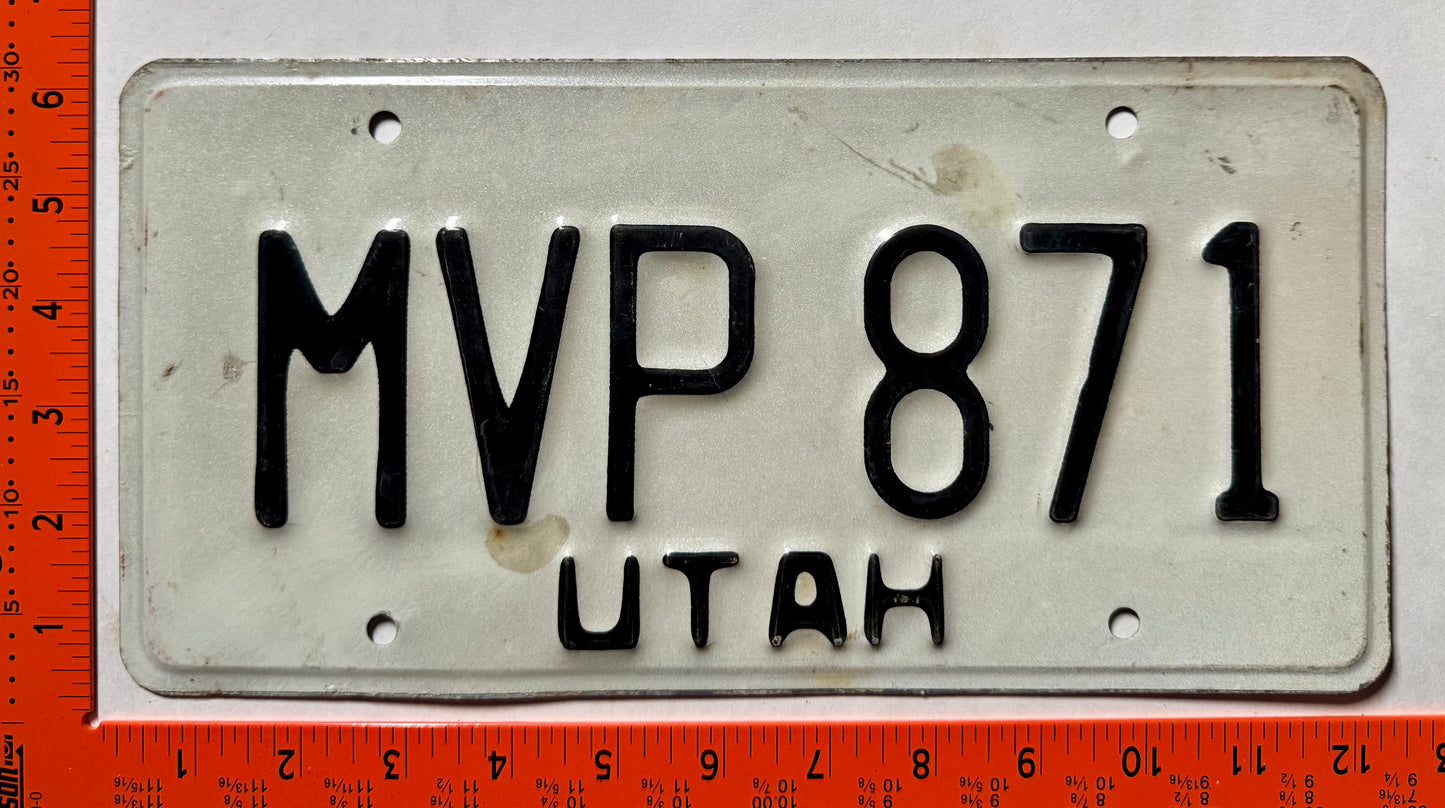 undated Utah #MVP 871 Passenger License Plate