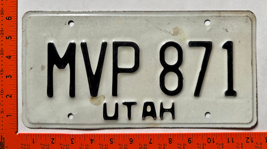 undated Utah #MVP 871 Passenger License Plate