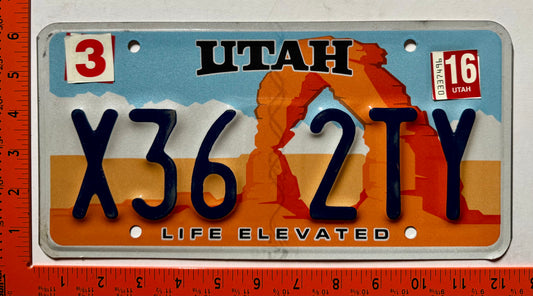 2016 Utah #X36 2TY Passenger License Plate
