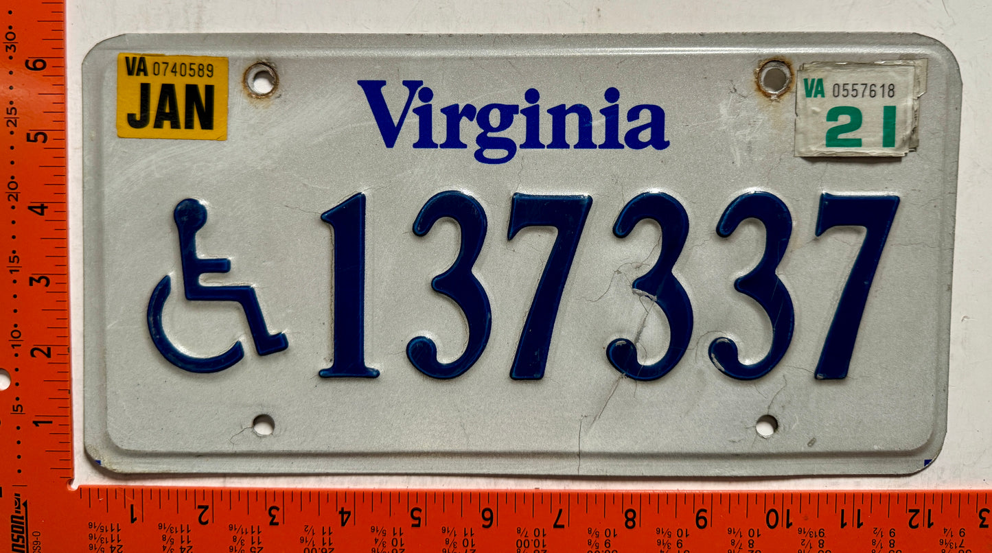 2021 Virginia #137337 Handicapped License Plate