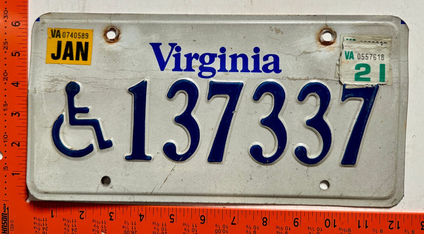 2021 Virginia #137337 Handicapped License Plate