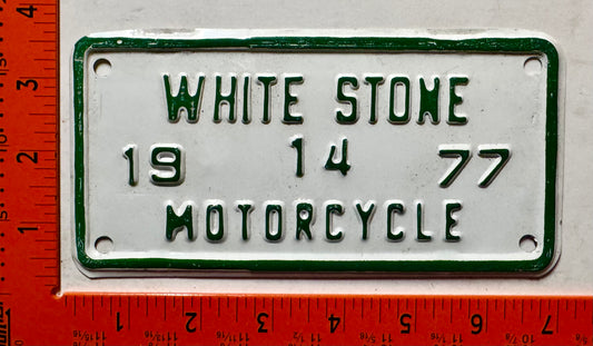1977 White Stone, Virginia #14 Motorcycle License Plate