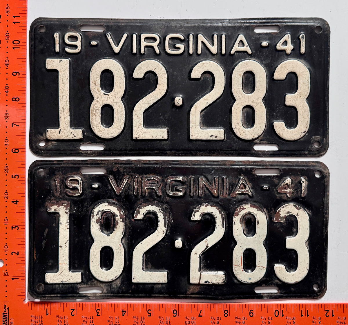 1941 Virginia #182-283 Passenger License Plate (Pair)
