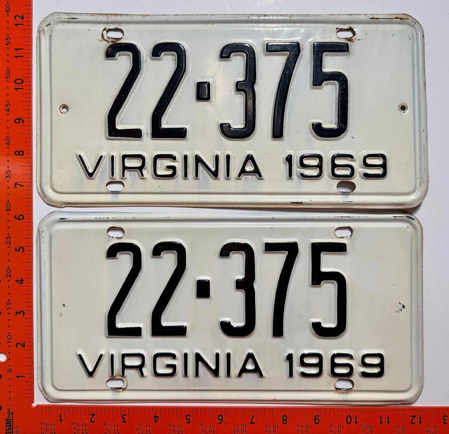 1969 Virginia #22-375 Passenger License Plate (Pair)