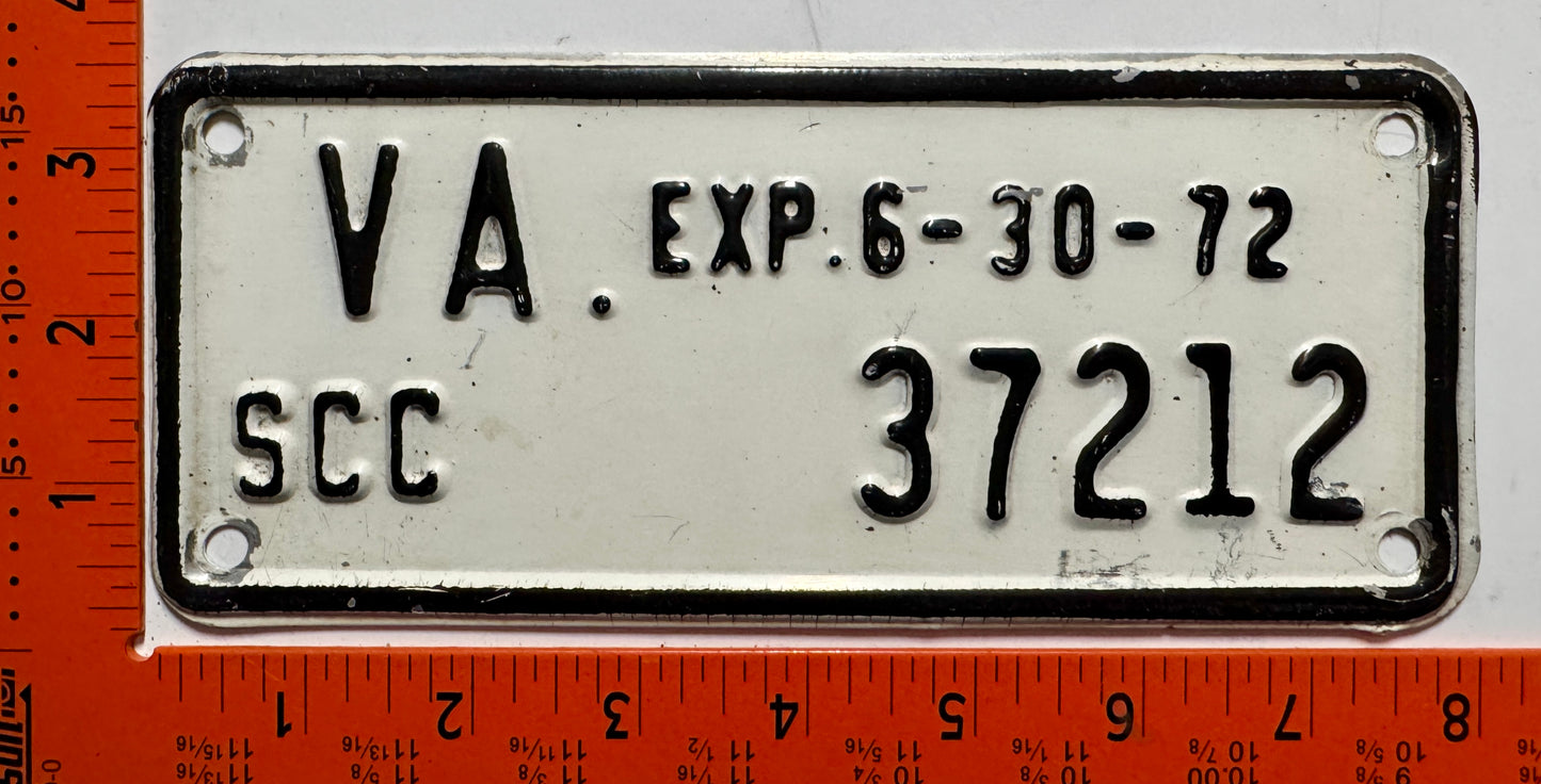 1972 Virginia #37212 State Commerce Commission Truck License Plate
