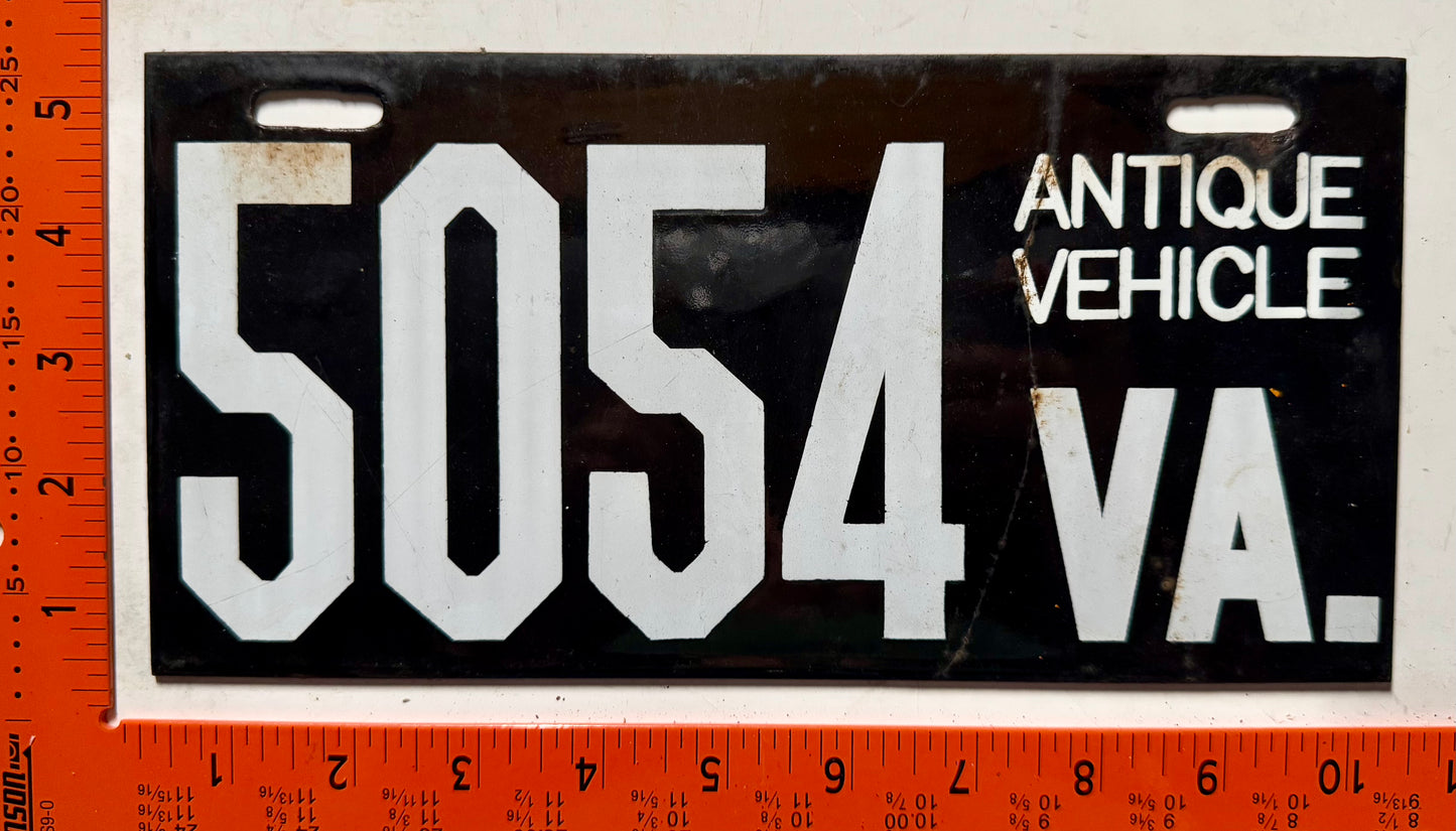 undated Virginia #5054 Antique Vehicle License Plate (Porcelain)