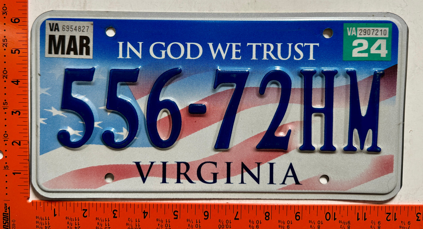 2024 Virginia #556-72HM Passenger In God We Trust License Plate