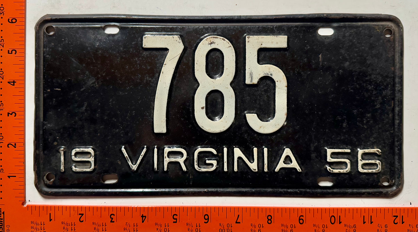 1956 Virginia #785 Passenger License Plate