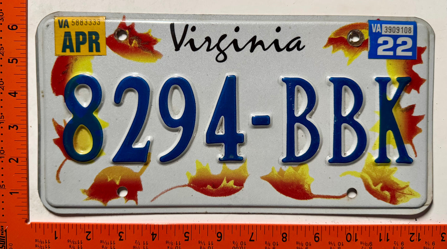 2022 Virginia #8294-BBK Autumn Leaves License Plate
