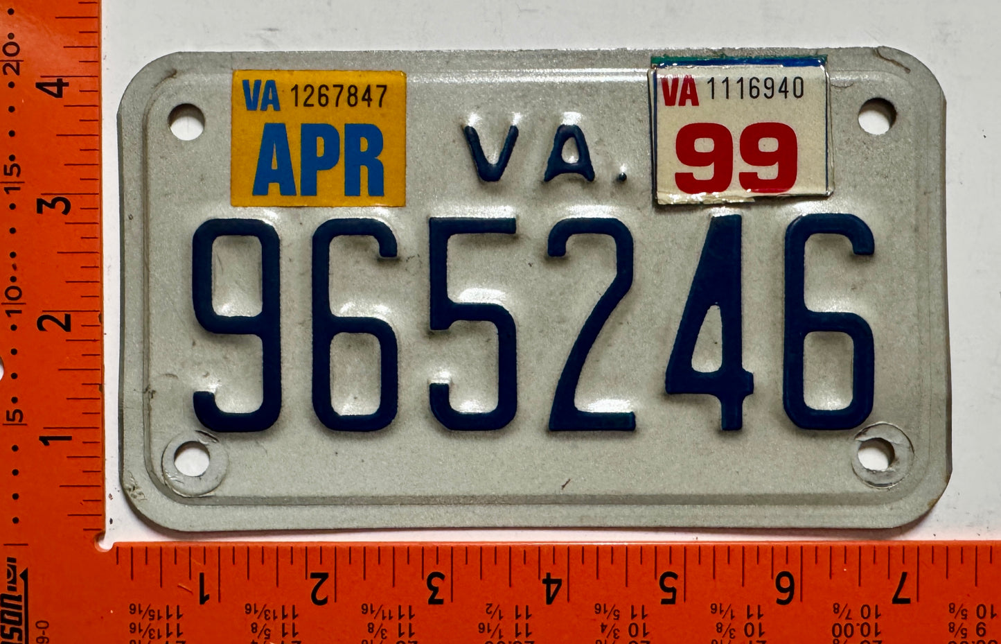 1999 Virginia #965246 Motorcycle License Plate