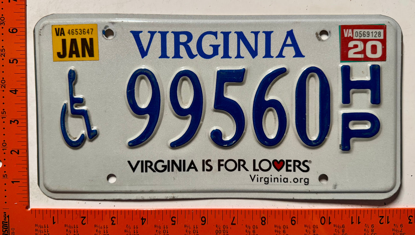 2020 Virginia #99560H/P Handicapped License Plate