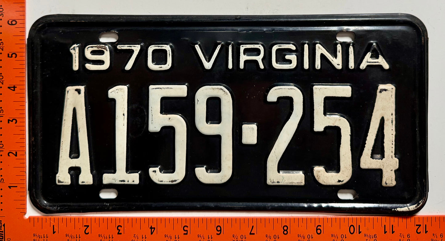 1970 Virginia #A159-254 Passenger License Plate