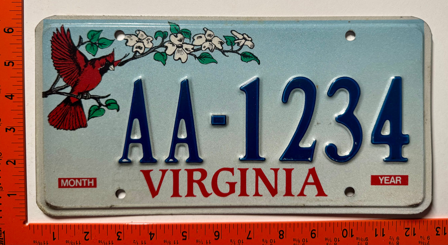 undated Virginia #AA-1234 Passenger Heritage Sample License Plate