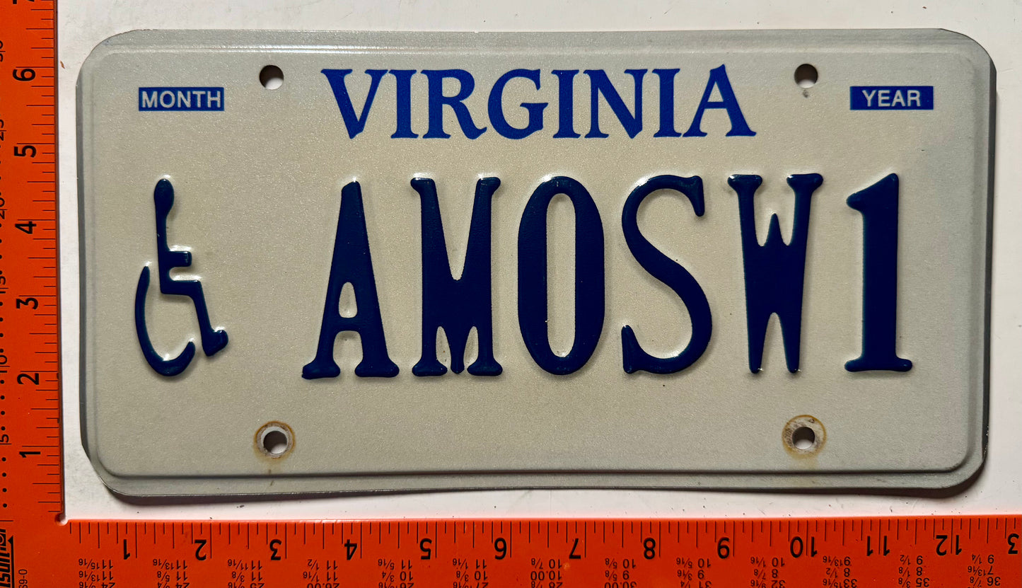 undated Virginia #AMOSW1 Handicapped Vanity License Plate