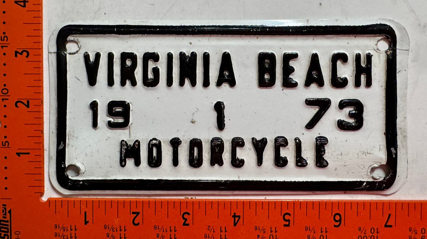 1973 Virginia Beach, Virginia #1 Motorcycle License Plate