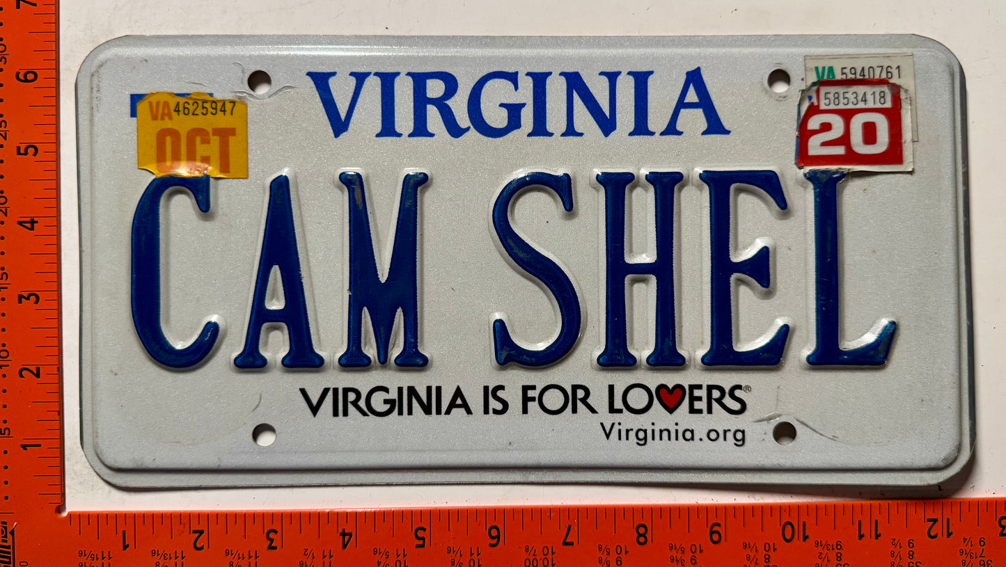 2020 Virginia #CAM SHEL Passenger Vanity License Plate