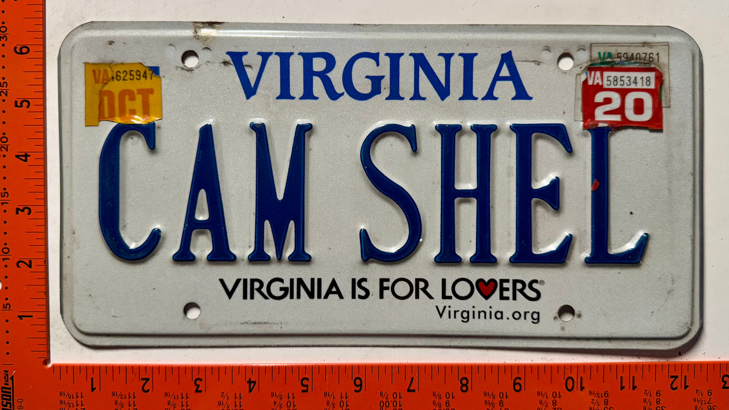 2020 Virginia #CAM SHEL Passenger Vanity License Plate