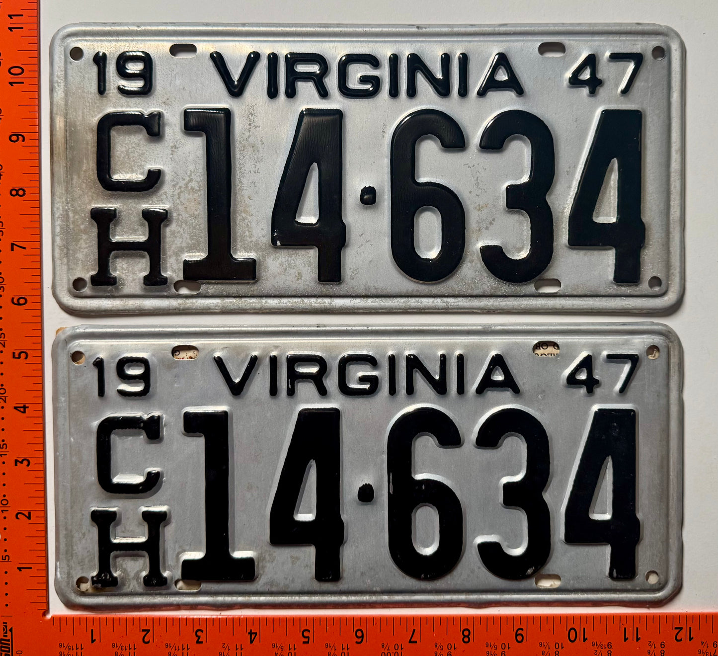 1947 Virginia #CH14-634 Contract Hauler License Plate Pair