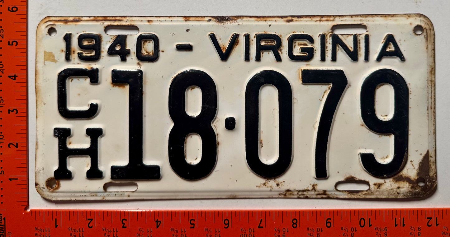 1940 Virginia #CH18-079 Contract Hauler License Plate