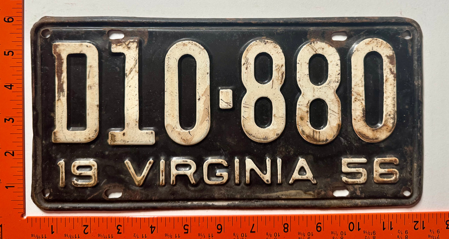 1956 Virginia #D10-880 Dealer License Plate