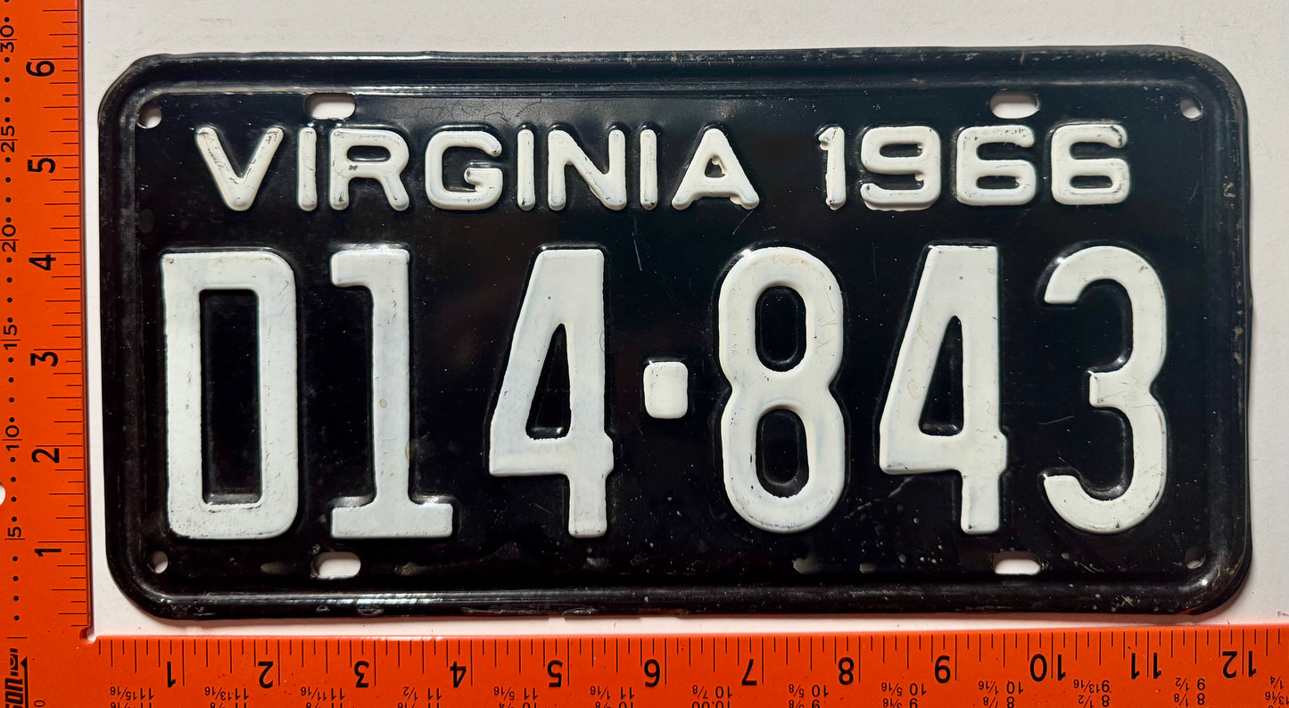 1966 Virginia #D14-843 Dealer License Plate