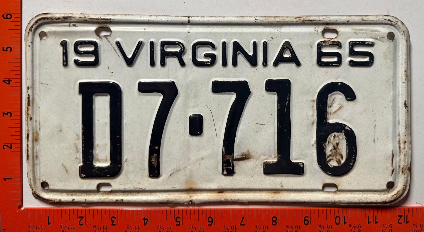 1965 Virginia #D7-716 Dealer License Plate
