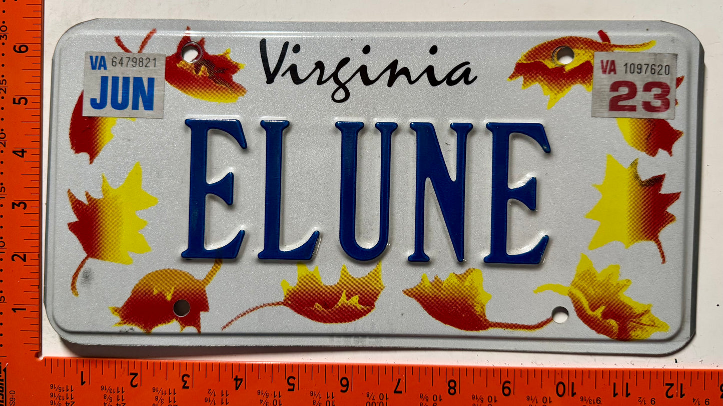 2023 Virginia #ELUNE Autumn Leaves Optional Vanity License Plate