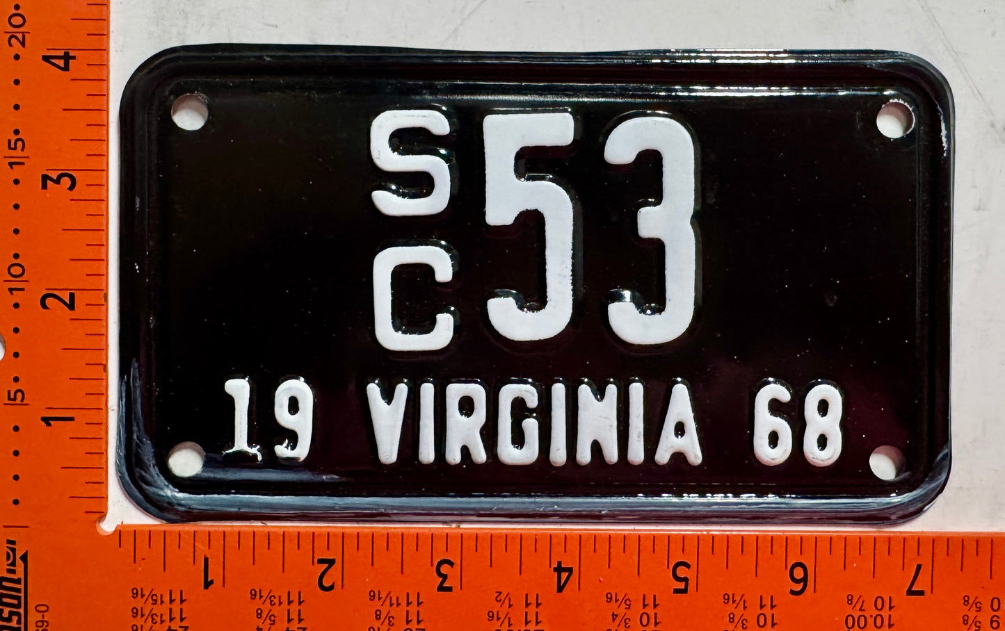 1968 Virginia #S/C 53 Motorcycle Sidecar License Plate