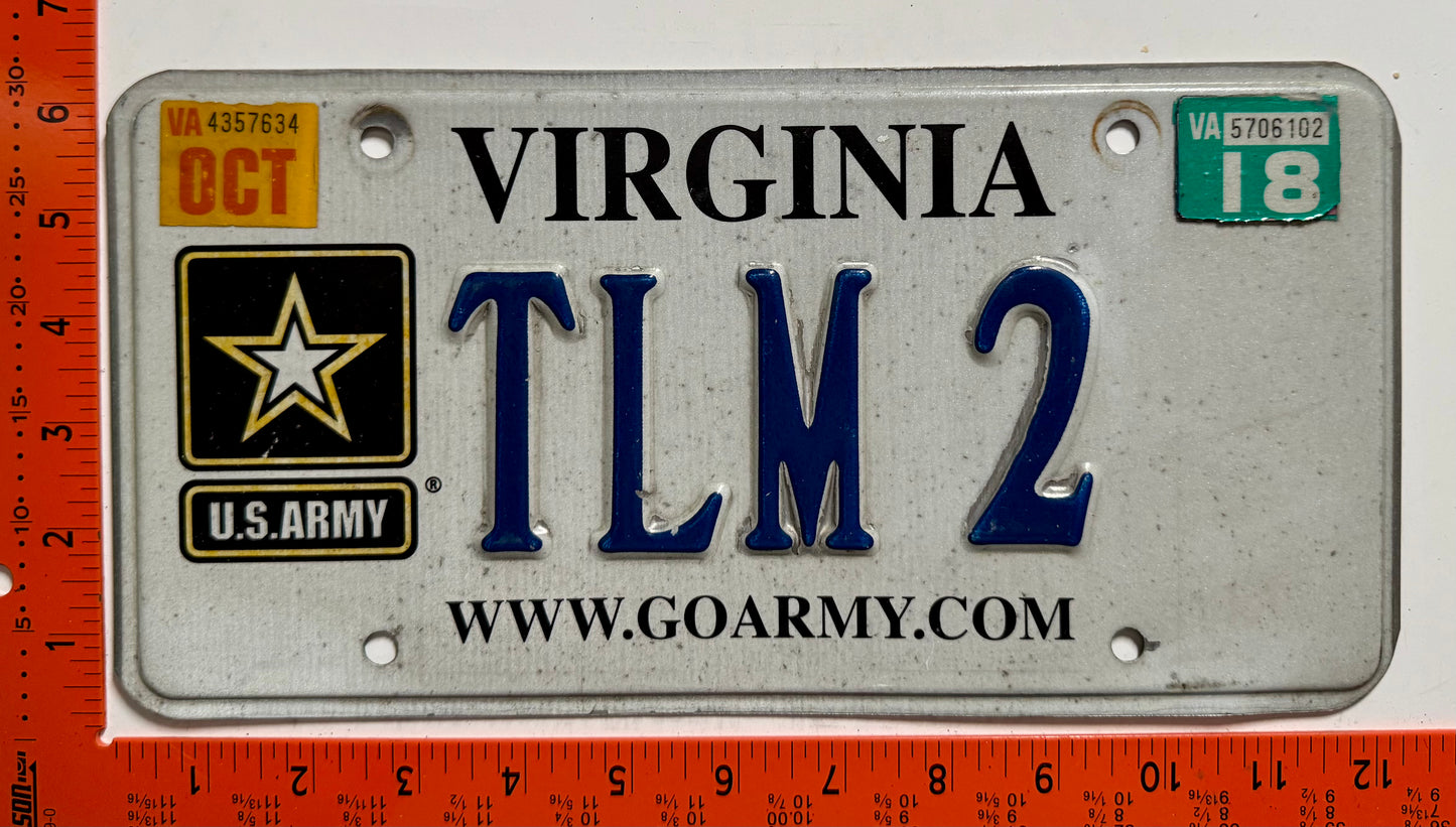 2018 Virginia #TLM 2 Passenger Vanity License Plate