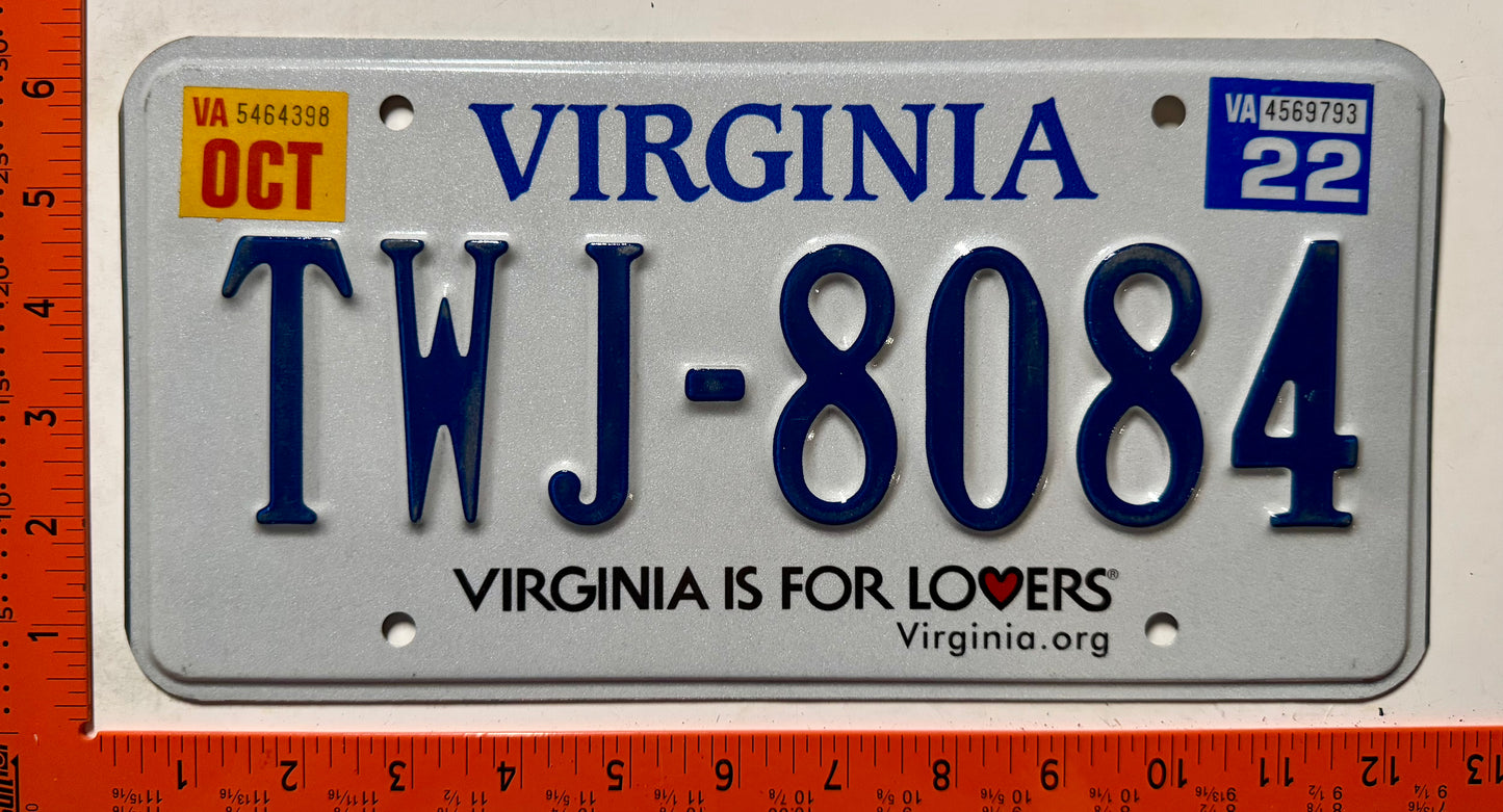 2022 Virginia #TWJ-8084 Passenger License Plate