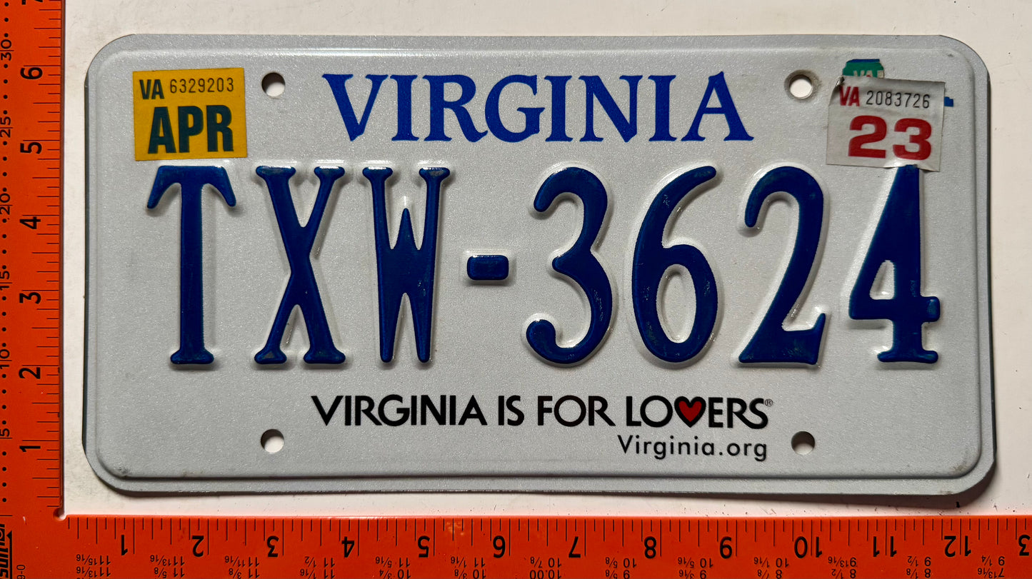 2023 Virginia #TXW-3624 Passenger License Plate