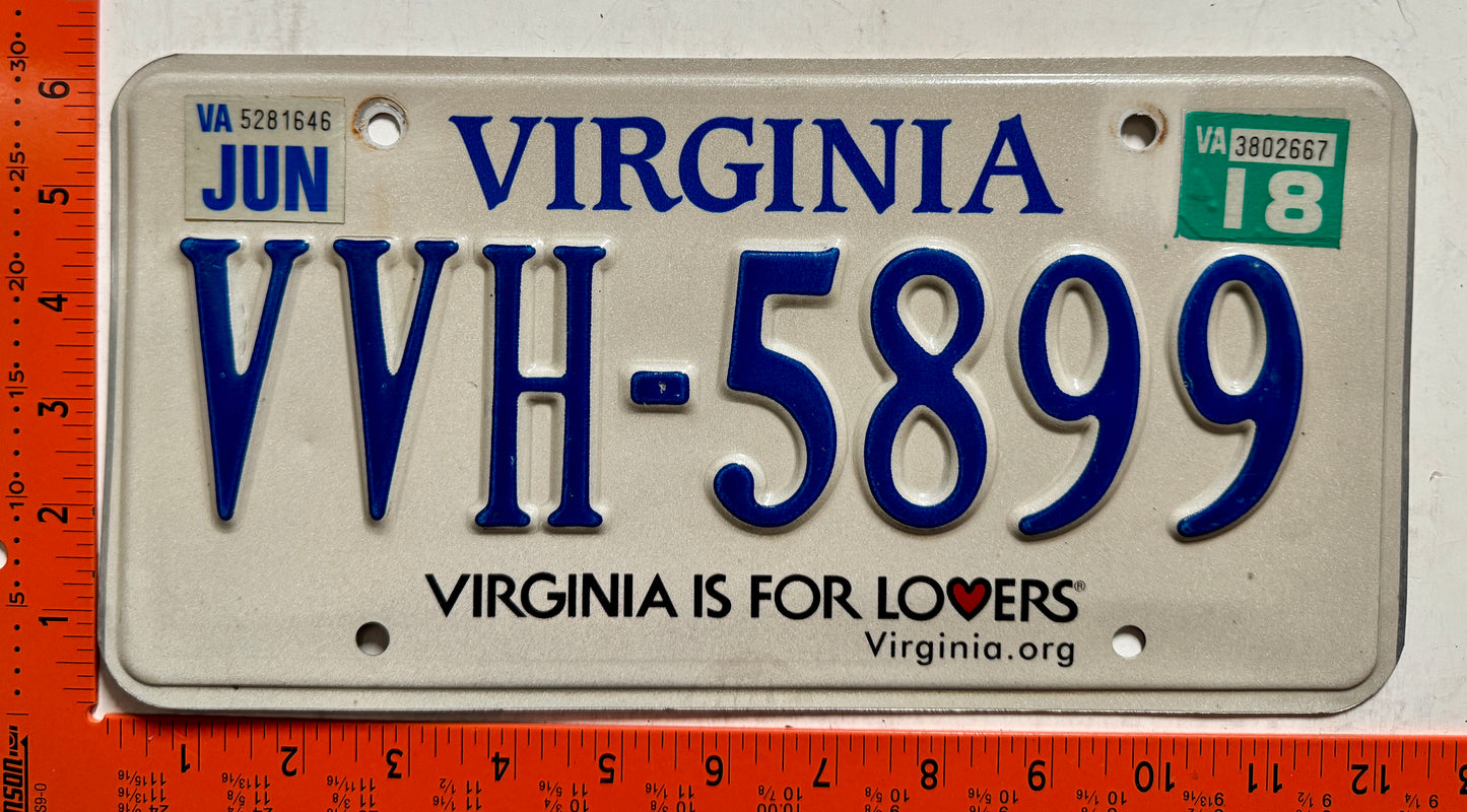 2018 Virginia #VVH-5899 Passenger License Plate
