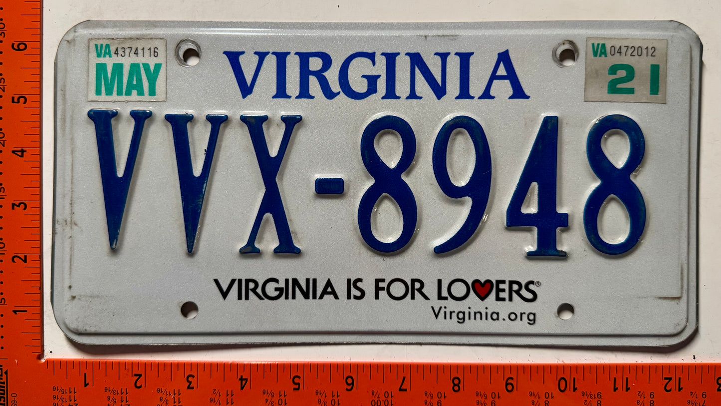 2021 Virginia #VVX-8948 Passenger License Plate