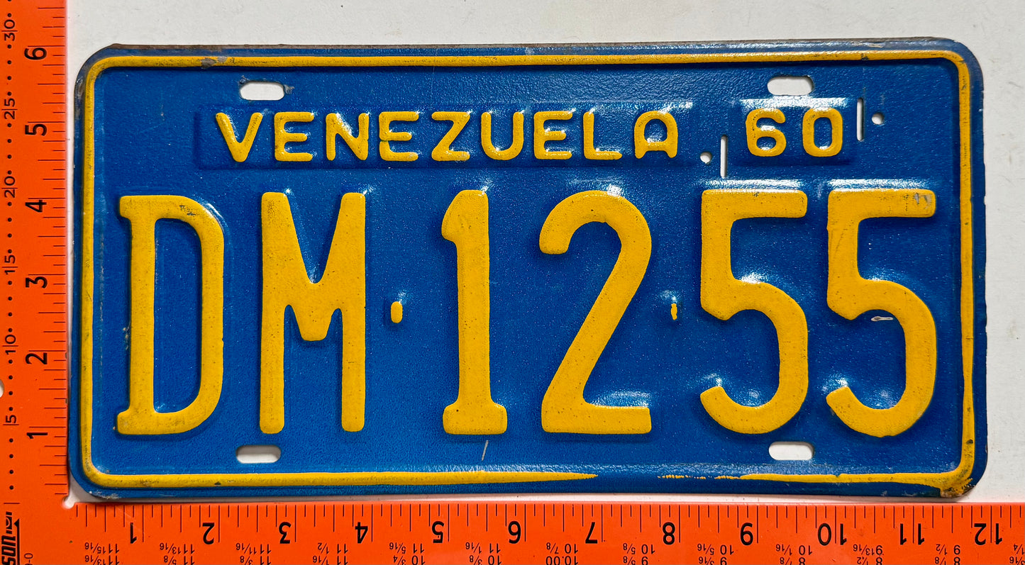 1960 Venezuela #DM-12-55 Passenger License Plate