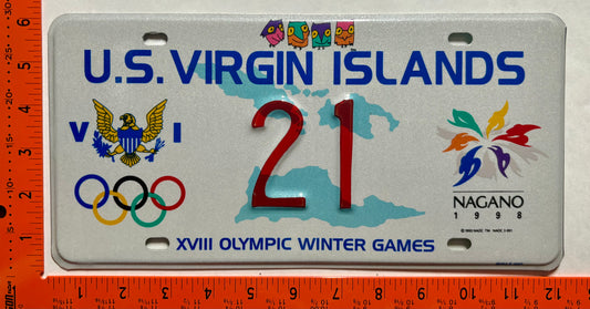 1998 Virgin Islands #21 Olympics License Plate