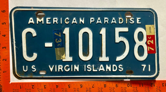 1972/1973 Virgin Islands #C-10158 Passenger License Plate