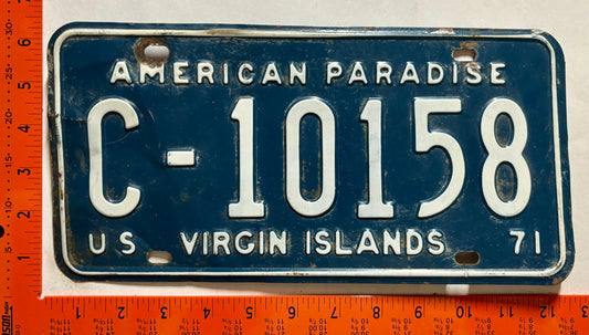 1971 Virgin Islands #C-10158 Passenger License Plate