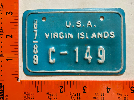 1987/1988 Virgin Islands #C-149 Bicycle License Plate