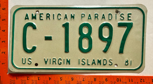 1981 Virgin Islands #C-1897 Passenger License Plate
