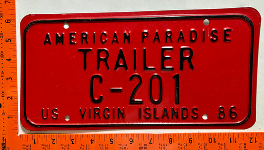 1986 Virgin Islands #C-201 Trailer License Plate