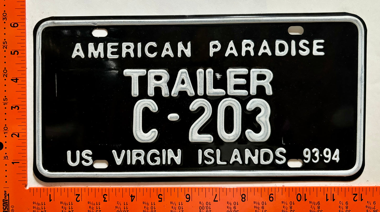 1993/1994 Virgin Islands #C-203 Trailer License Plate