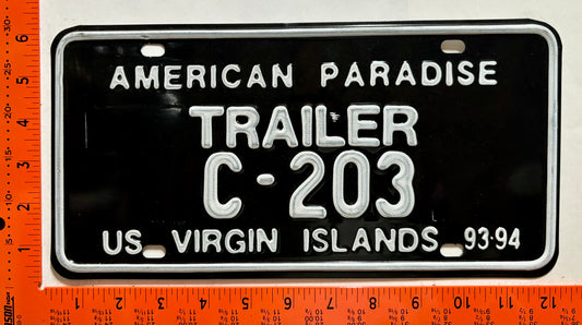 1993/1994 Virgin Islands #C-203 Trailer License Plate