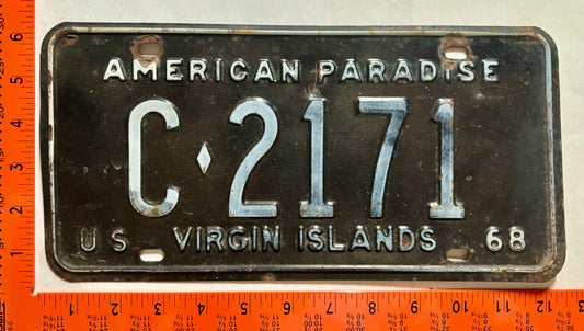 1968 Virgin Islands #C-2171 Passenger License Plate