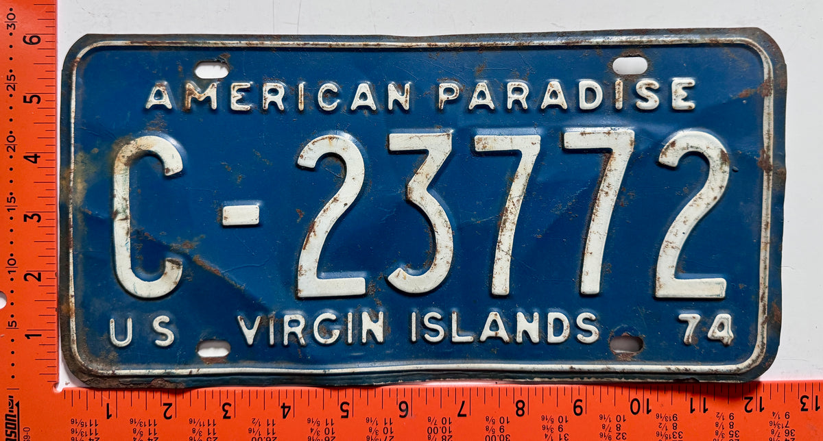 1974 Virgin Islands #C-23772 Passenger License Plate