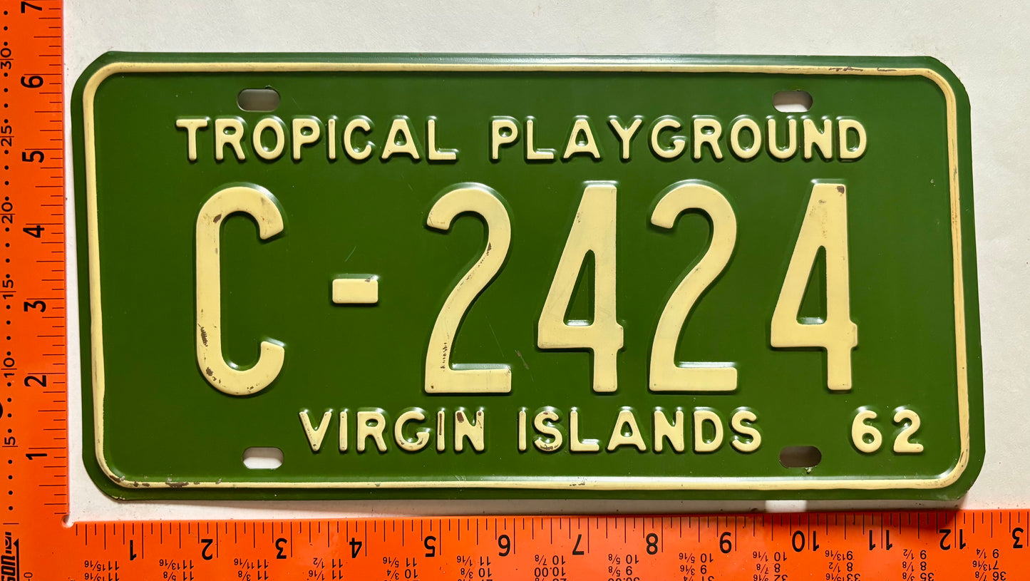 1962 Virgin Islands #C-2424 Passenger License Plate